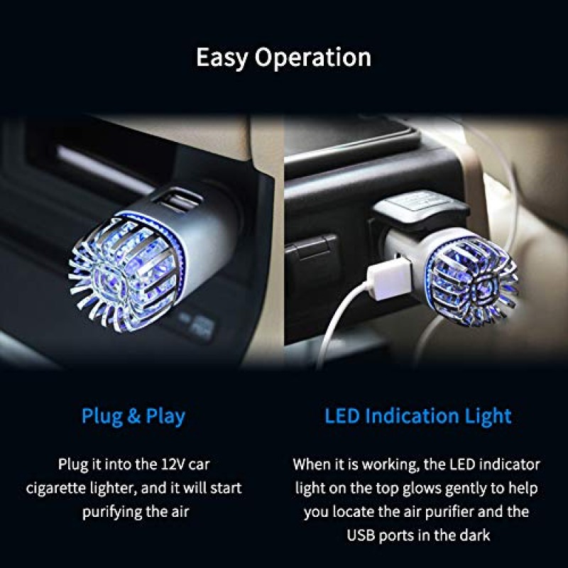 Car Air Purifier Ionizer, 12V Plug-in Car Air Freshener Gadgets(Silver)